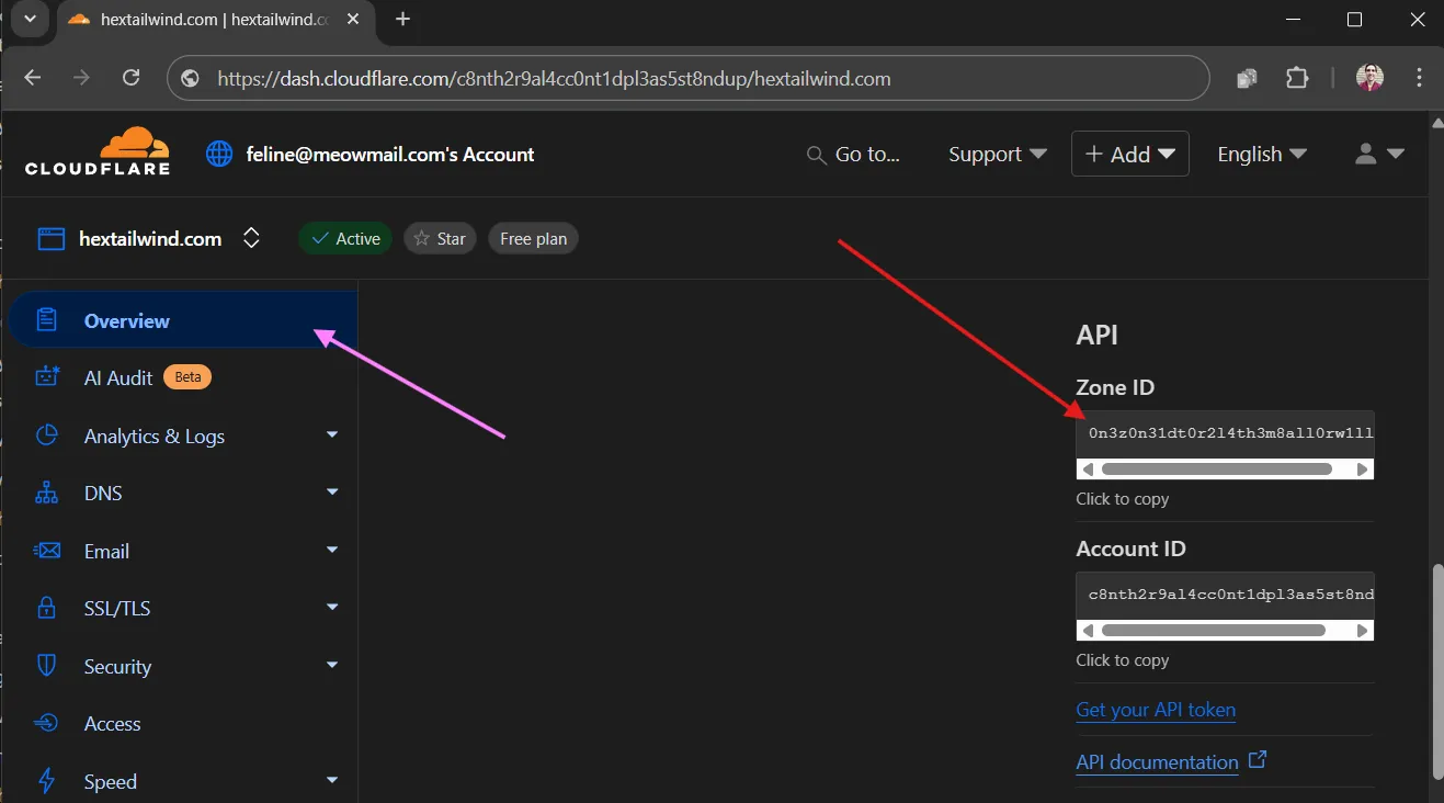 Cloudflare zone ID location
